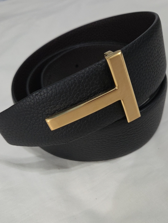 Tom Ford Other - Reversible Tom Ford Black Brown Leather Belt Gold T Buckle 95cm